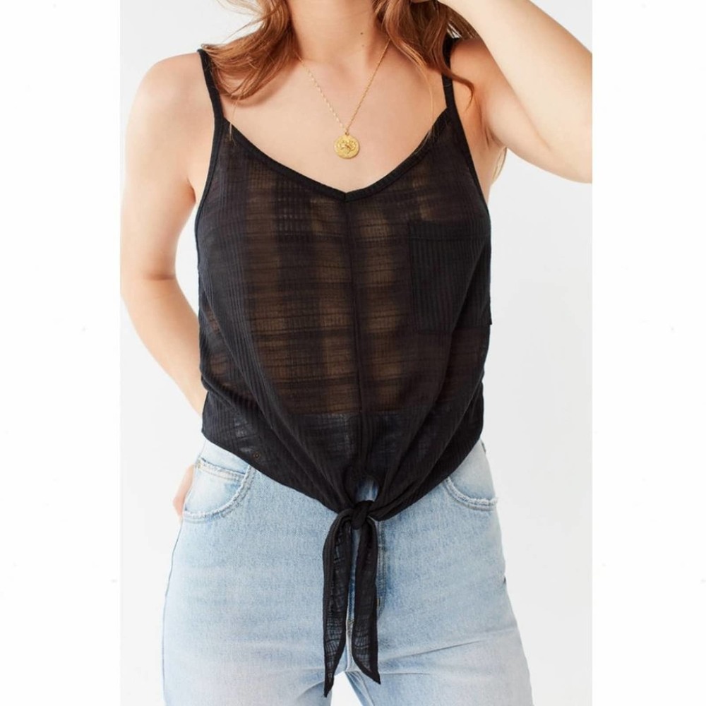 Urban Outfitters Black Quinn Tie-Front Pocket Cami - Picture 2 of 11